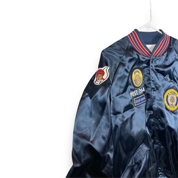 Vintage American Legion Jacket Mens Size Xl Navy Blue Satin Post 264 Color Guard - Picture 4 of 12